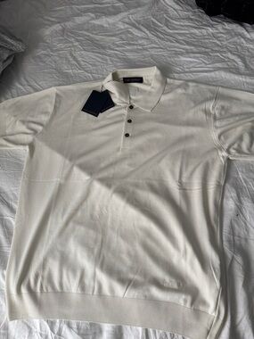 Louis Vuitton Cream Polo with Black Buttons